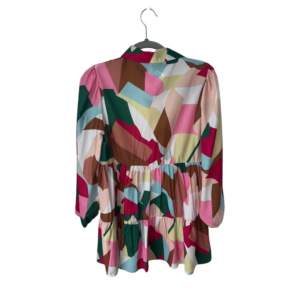 SundayUp Carly Blair Tiered Long Sleeve Multicolor Flowy Dress ๐ธ | Size Small - Picture 2 of 5